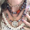 Pendant Necklaces natural stone women collar ultimate cool kid strand semi faceted rondelle beads antique gold plated slices necklace 230617
