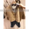 Pullover Cardigan autunno e inverno per bambini in stile coreano Maglione lavorato a maglia da ragazzo Cappotto spesso Allmatch da ragazza 230619