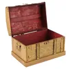 Emballage cadeau rétro en bois Pirate Vintage bijoux rangement organisateur bibelot souvenir trésor étui décor sans serrure taille S