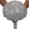 Luxo pérolas de cristal flores do casamento nupcial buquê de prata broche flores da noiva favores mão segurando decoração artesanal262j