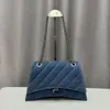 Denim bag Designer Chain Bag Women's Chain Shoulder Bag Quilted purse Crossbody Bag Handbag Parisian brand Classic unique signature arc shape styling backpackk 25cm