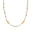 Chaînes ROPUHOV 2023 Simple Titane Acier Golden Bean Panneaux Perles D'eau Douce Unique Correspondant Collier Raw Bijoux Cadeau Pour Les Femmes