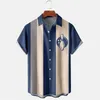 Men's Casual Shirts Summer Hawaiian Shirt Bowling 3d Shirt Vintage Shirt Stripe Pattern Short Sleeve Man Blouses Vacation Casual Man T-shirt Beach 230619