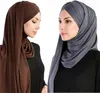 Eşarplar Gergin Çapraz Anında Modal Jersey Hicab Eşarp Sarma Çapraz Bonnet Kapakları Bufandas Müslüman Baş Bandı Kadın İslami Underscarf