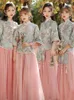 Etniska kläder Kinesiska Fairy Sisters Bridesmaid Dress Set Women's Summer Elegant Tang Costume Hanfu klänningar Kina stil traditionella s