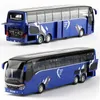 Diecast Model auto Hoge kwaliteit 1 32 legering pull back bus model hoge imitatie Dubbele sightseeing bus flash speelgoed voertuig 230617