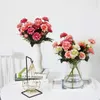 Dried Flowers Silk Peony Head Artificial Fake Bunch Bouquet Simulation DIY for Home Floor Garden Wedding Party Decor