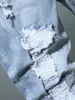 Men's Jeans Ripped Autumn Designer Slim Fit Black Blue Denim Pants Male Distressed Destroyed Trousers 230619