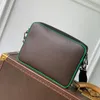 Bolsa mensageiro masculina 10a, bolsa de lona revestida de qualidade espelhada, bolsa de ombro de couro genuíno com caixa l310264v