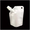 wholesale Packing Bags 50Ml Stand Up Drinking Package Transparent Pout Bag White Doypack Spout Pouch For Beverage Milk Qw8768 Drop Delivery Of Dhxqi
