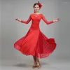 Bühnenkleidung 6 Farbe Milchfaser Modern Dance Kleid Weibliche Ballsaal Praxis Walzer Uniformen Kleider mit großem Saum Tango