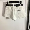 Designer de shorts pour femmes 23ss Vêtements pour femmes pour femmes Short en jean à poche brodée avec ceinture Vêtements pour femmes de haute qualité C0F4