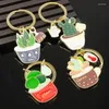 Portachiavi Lovely Cactus Portachiavi Donna Succulente Piante in vaso Anello a forma di Portachiavi per auto Accessori Regalo