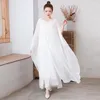 Vêtements ethniques blanc Zen costume automne Performance Style chinois élégant robe en mousseline de soie traditionnel pour les femmes 31457