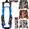 Cykelgrupper MTB Front Fork Stickers Rockshox Racing Road Bicycle Decals Cycling Diy Waterproof Protect Colorful Film Kit Accessories 230619