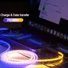 RGB Kleur Licht PD 66W Type C Naar Type C Snel Opladen Datakabel Micro Voor Xiaomi Redmi Samsung huawei OPPO USB C Charge Data Cord