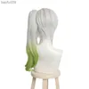 L-E-e-e-e-email-vig Synthetic Hair Game Genshin Impact Nahida Cosplay Wig Wig 45 см. Смешанный цвет парика с хвостовым теплостойким париком L230520