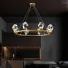 Żyrandole luksusowe kryształowy miedź postmodernistyczne jadalnia okrągłe światła żyrandola