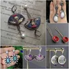 Pendientes colgantes, exquisita flor de cardo para mujer, abalorio en forma de abanico, esmalte negro, piedra roja, perla, joyería llamativa