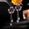 Boucles d'oreilles pendantes Design de mode pistolet noir Vintage Long gland fleur haut de gamme pour les femmes Banquet bijoux mariage