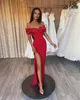 Elegant Red Prom Dresses Sequins Off Shoulder Party Evening Gowns Backless Split Formal Long Special Occasion dress