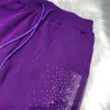 Pantaloni sportivi lavorati a maglia a vita alta da donna Primavera Estate Pantaloni Harem elasticizzati sottili Maglione Shinny con borchie laterali