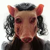 Party Masks Halloween Scary Masks Novely Pig Head Horror With Hair Masks Caveira Cosplay Costume Realistic LaTex Festival Supplies Mask 230617