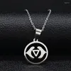 Pendant Necklaces Symbol Flower Of Life Yoga Silver Color Stainless Steel Small Chain Necklace For Women Jewelry Gargantilla