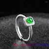 Cluster Rings Burmese Jade Adjustable 925 Silver Real Carved Stone Women Gemstones Fashion Jadeite Green Gift Natural Emerald Jewelry