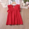 Vestidos para meninas, vestidos infantis, mangas femininas, renda, verão, adequado para o dia de Ação de Graças, camiseta para bebê, criança