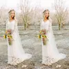 Romantic Boho Wedding Dresses Long Sleeve Neck A Line Full Lace Country Style Bridal Gown Custom Made260N