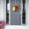 Flores decorativas día de la independencia rojo blanco azul bordado bola en forma de corazón colgante de pared guirnalda puerta signo adecuado para