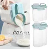 Dispensador de alimentos de grano grande de barril de arroz de botellas de almacenamiento con taza medidora a prueba de polvo organizador de cocina caja de mango transparente de 3,3 libras/5,5 libras