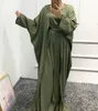 Roupas étnicas Kaftan Abaya Dubai Eid Abayas Para Mulheres 4 pçs Conjunto Muçulmano Linene Roupa Árabe Maxi Hijab Vestido Envoltório Saia Kimono Femme