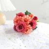 Dried Flowers Silk Peony Head Artificial Fake Bunch Bouquet Simulation DIY for Home Floor Garden Wedding Party Decor