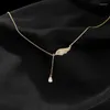 Pendant Necklaces Delicate Angel Wing Shell Charm Necklace With Zircon Tassel Chain Clavicle For Woman