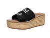 Net red Ch home fashion letter straw woven platform slippers women wear a word leisure canvas wedge sandals women