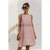 Casual Dresses Loose Summer Vest Cotton Dress Sleeveless Solid Color Mid-Längd Dress Stor Sewing Casual Swing 2023 Summer Women's J230619