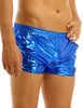 Mäns shorts Mens Shiny Metallic Boxer Shorts Low Rise Stage Performance Rave Clubwear Costume Mannes Shorts Trunks Underpants Bottoms 230619