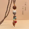 Hänge halsband vintage nepal halsband bodhi buddhist mala trä pärla handgjorda etniska smycken lycklig gåva