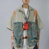 Herenpolo's Heren Zomer Hiphop Mode Cargo Polo met korte mouwen Splitsing Oversized Harajuku Y2K-shirt Fake Two Vest Shirts met halve mouwen 230617