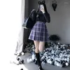 Skirts YBYR Plaid Skirt Summer Women 2023 High Waist Stitching Student Uniform Pleated Cute Sweet Girls Dance Mini