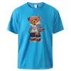 Men's T Shirts Street Baseball Teddy Bear Boy Print Tee Men Crew Neck Loose Tshirts Bomull