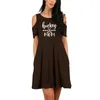 Casual Dresses Hockey Mom Graphic Letter Print Sexig klänning Kvinnor Summer Mother Gift Kort ärm från axelfickan för kvinna