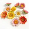 Flores secas, 10 Uds., cabezas artificiales de girasol de 9cm falsas para decoración del hogar, jardín, decoración de boda, accesorios de guirnalda artesanal DIY