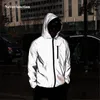 Men's Jackets Plus Size 4XL Men Spring Autumn full reflective Windbreaker waterproof Jacket male High street hip hop Loose Hooded Coats 230619