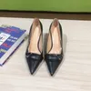 Dam Buckle Designer Triangle Dress Pointed Heels Shallow Mouth Fine Daily Fashion Commuts Shoes Heel 8cm High With Box 26523