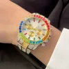 時計Reloj Mujer Bling Full Rhinestone Watch Luxury Round Quartz Wristwatch Bracelet Women's Fashion Clockギフト230613