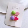Hair Accessories 2 Pcs Sweet Girl Kids Oval Duckbill Clip Fashion Children Simple Cute Colorful Geometric Round Hairpins