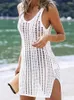 Casual Dresses Swim Cover Ups For Women See-through Hollow Out Crochet Swimsuit Coverup Bathing Suit Cover-Ups Swimwear Beach Dress